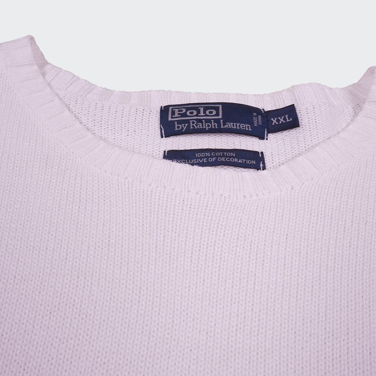 Ralph Lauren White Cotton Crewneck Sweater - XXL