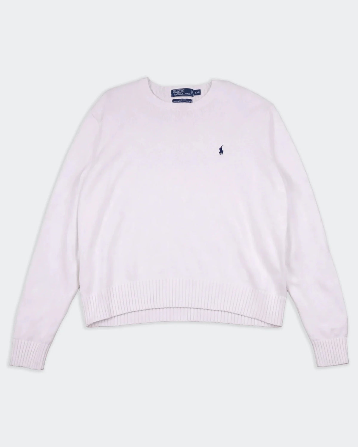 Ralph Lauren White Cotton Crewneck Sweater - XXL