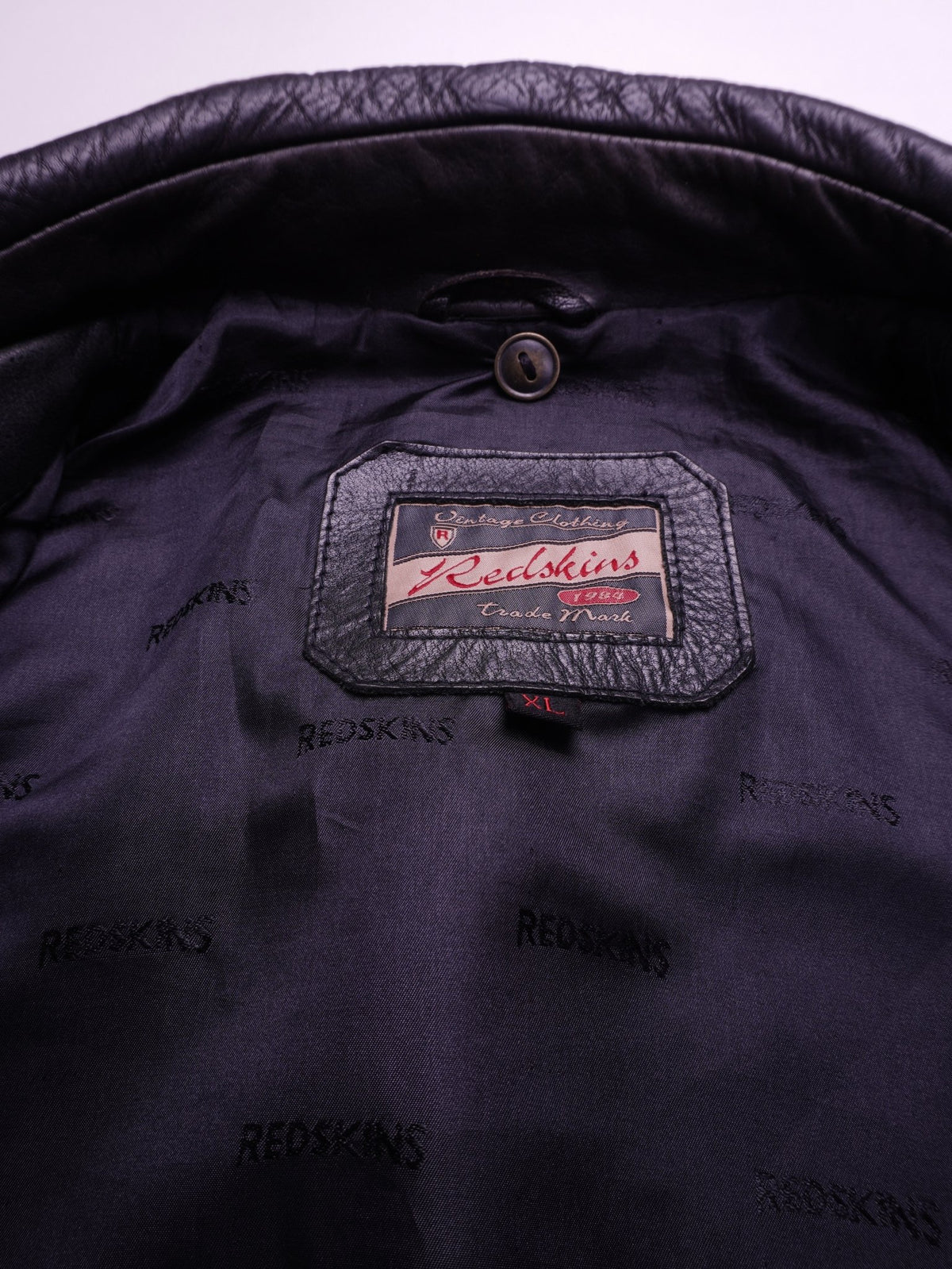Redskins Black Leather Bomber Jacket - XL