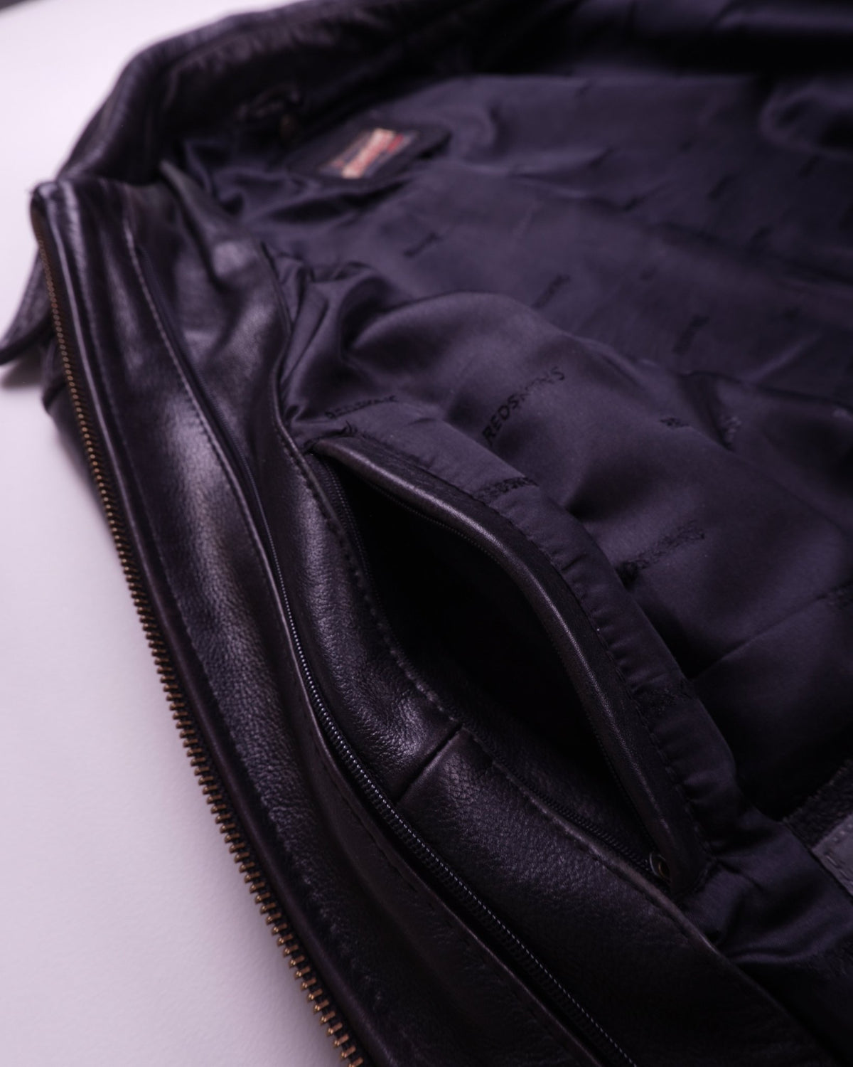 Redskins Black Leather Bomber Jacket - XL