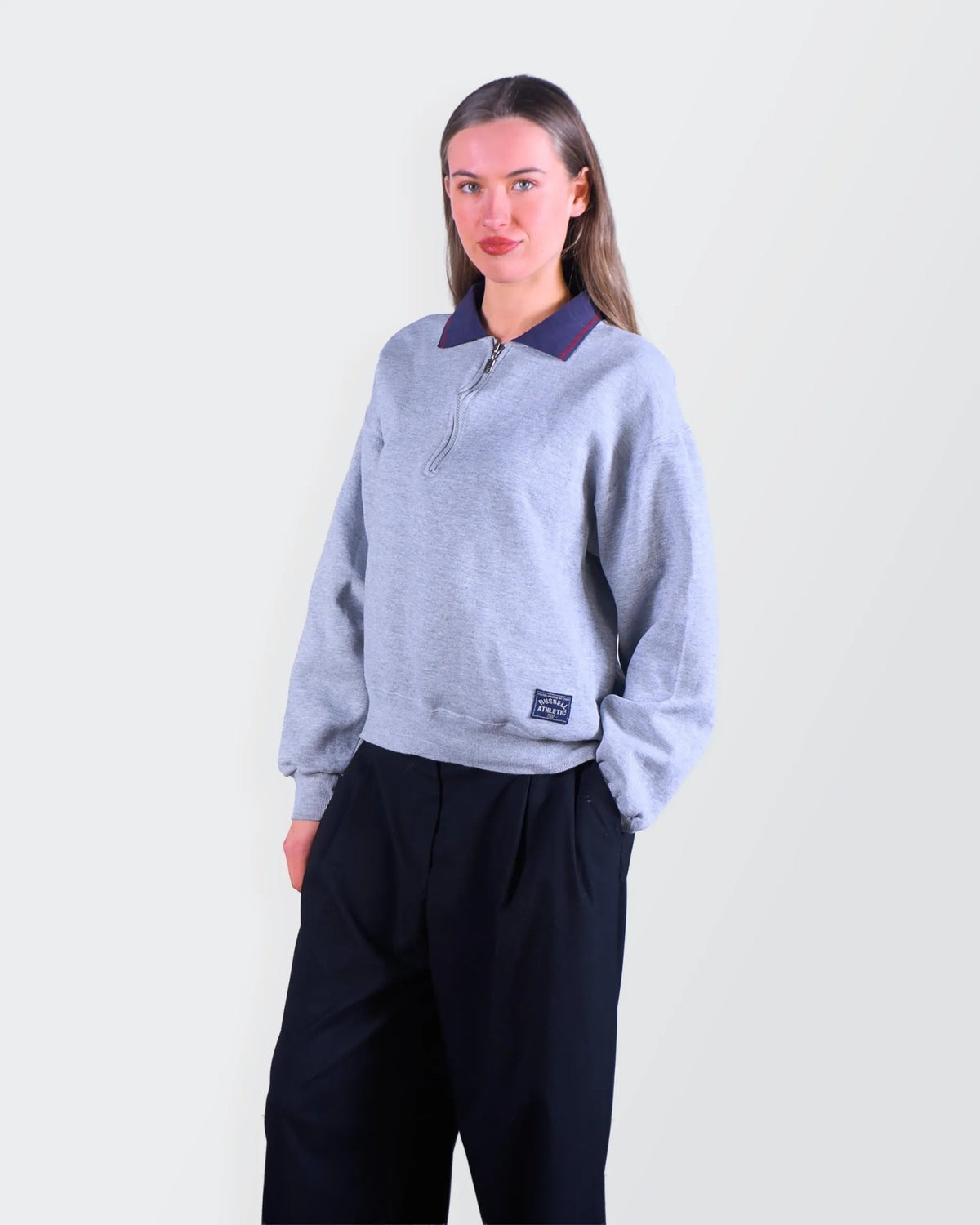 Russell Athletic Grey Quarter - zip Sweater - M