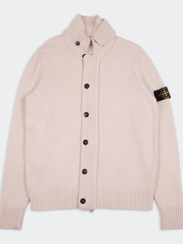 Stone Island Beige Wool Zip Cardigan - XL