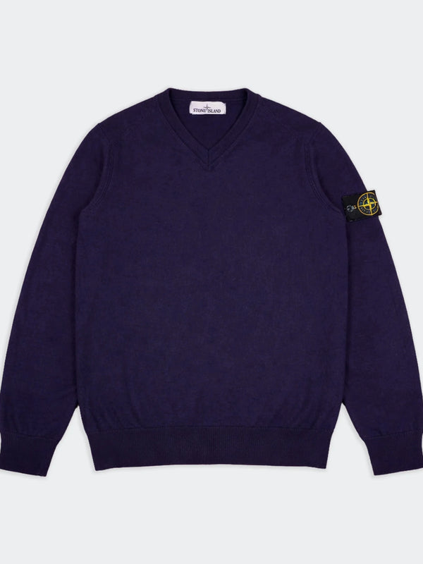 Stone Island Navy Wool V - neck Sweater - S