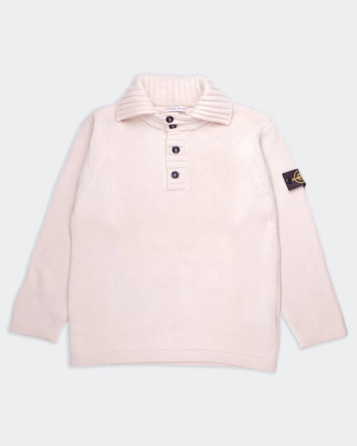 Stone Island White Knit Polo Shirt - L