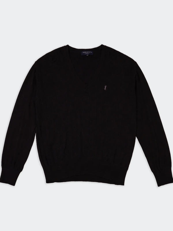 Yves Saint Laurent Black V - neck Sweater - M