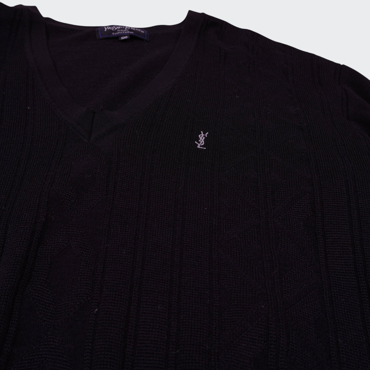 Yves Saint Laurent Black V - neck Sweater - M