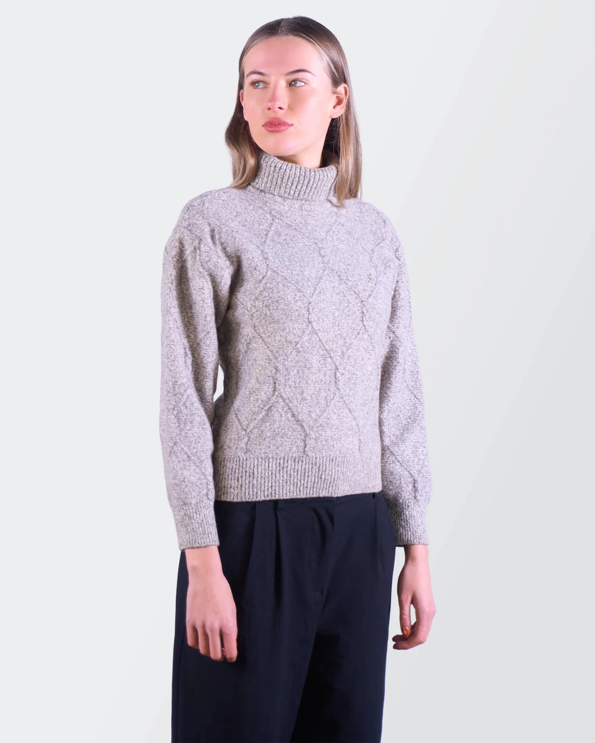 Yves Saint Laurent Grey Wool Turtleneck Sweater - XS