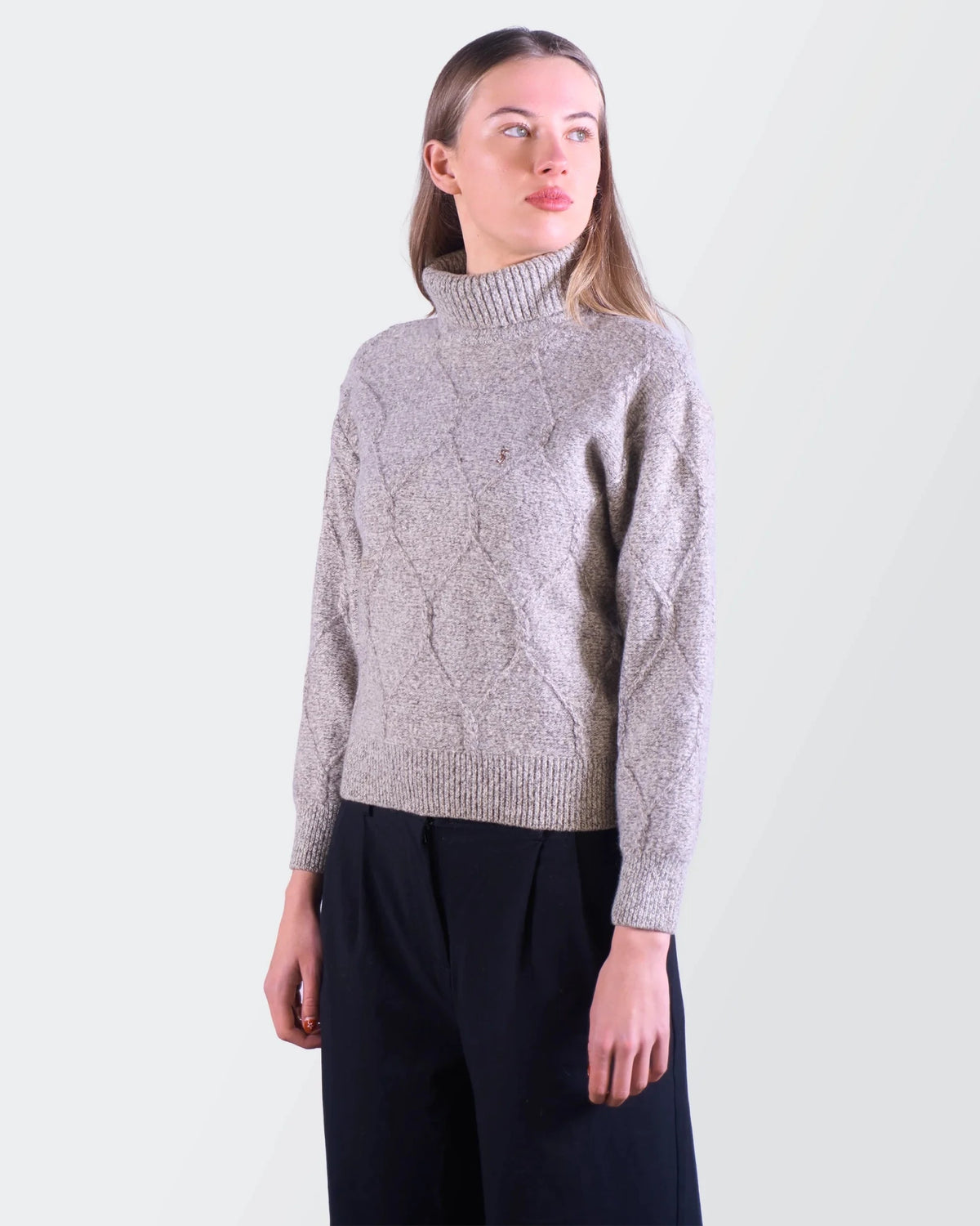 Yves Saint Laurent Grey Wool Turtleneck Sweater - XS
