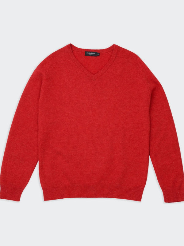 Yves Saint Laurent Red V - neck Jumper - L